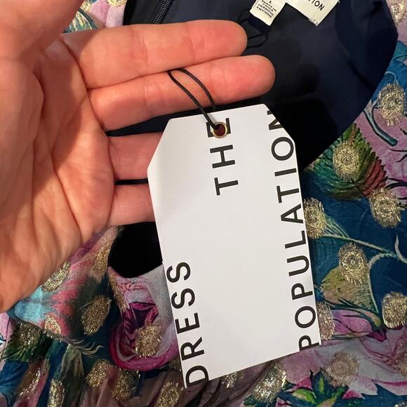 DRESS THE POPULATION Women's Romera Dress Size L in Capri Multi - Picture 11 of 13